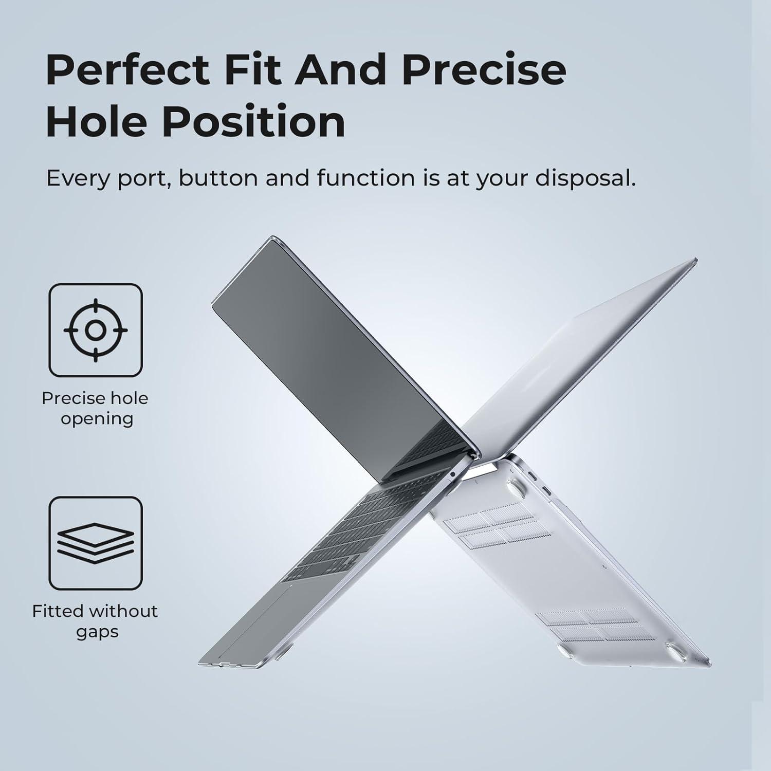 Premium laptop cases for MacBook Pro and Air models, high-grade hard protective shell - crystal clear, scratch-resistant, durable, and easy to install (1 cover + 1 base).