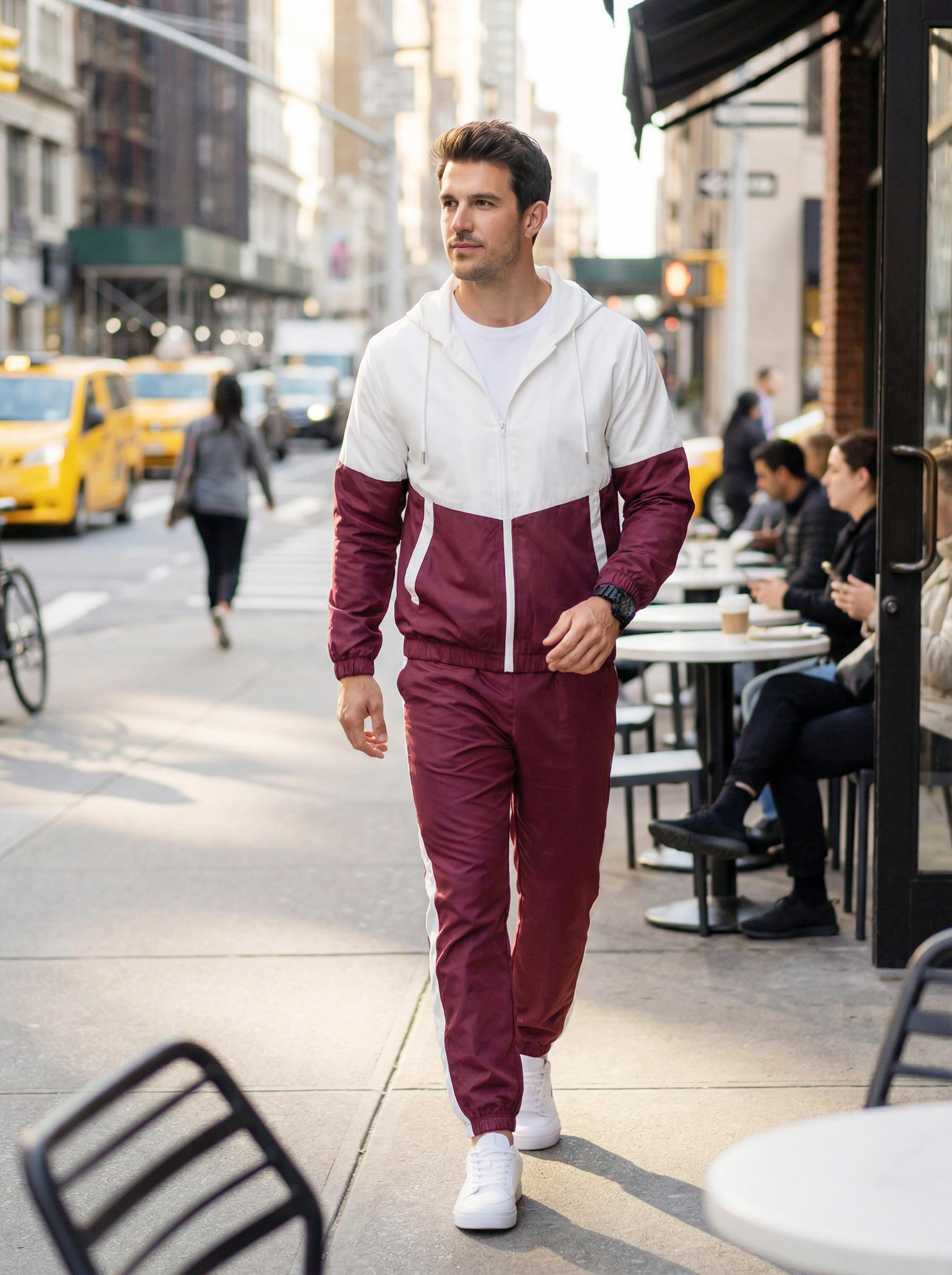 KZZ Men's Colorblock Drawstring Zip Up Hoodie & Joggers French Terry Set Casual Athletic Long Sleeve Hooded Jacket & Trousers for Fall Winter Men's Clothing for Daily Wear Summer Sportswear Indoor Outdoor Tracksuit SpringStatements