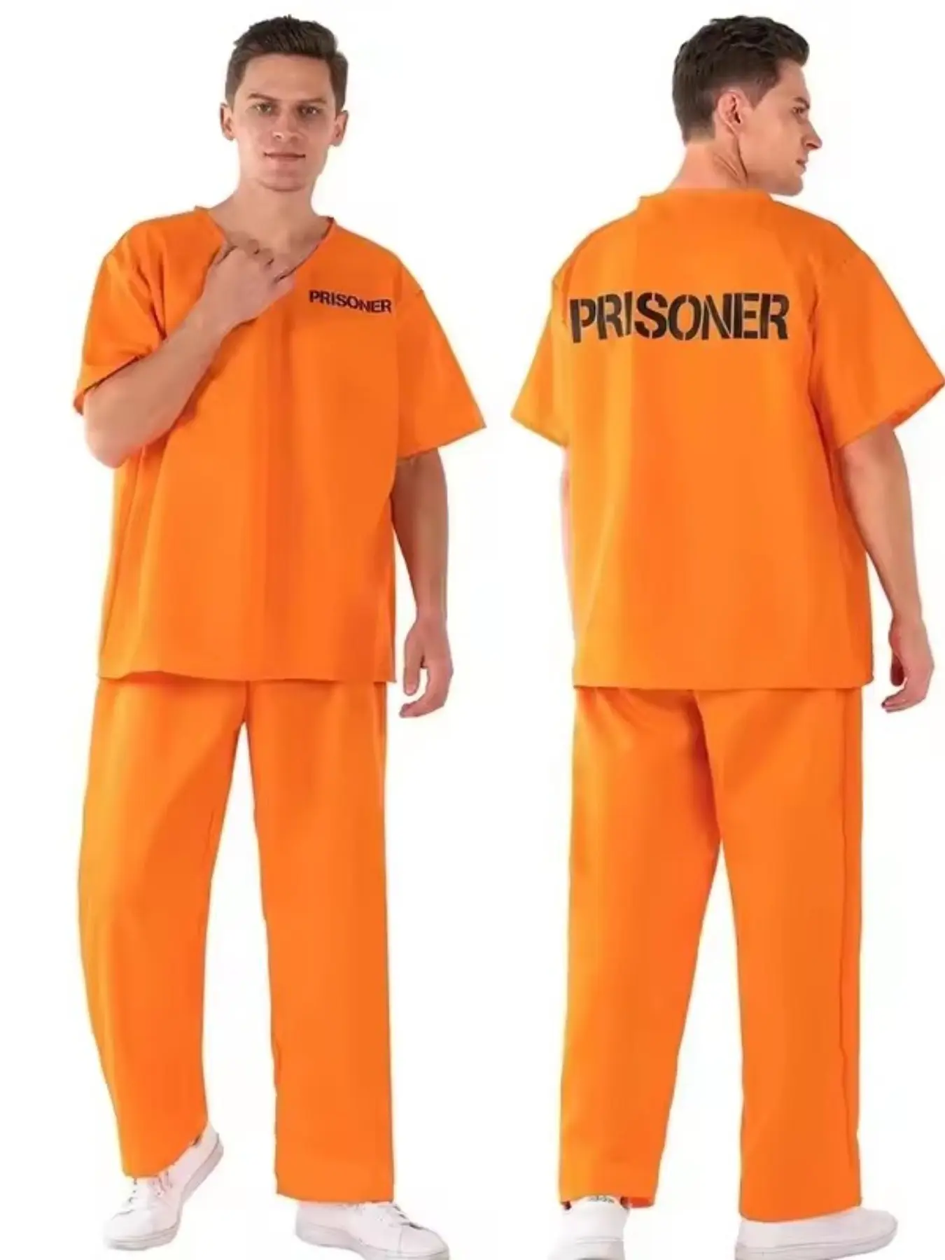 Halloween Adult Prison Costume, Slim-Fitting Cartoon Pattern Suit, Unlined All-Seasons Role Play Jail Uniform, Batch Tk2026
