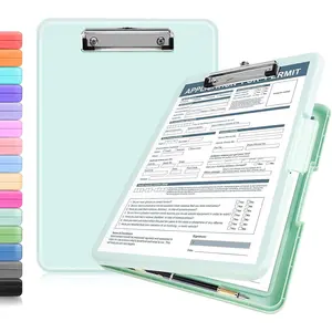 Clipboards with Storage, 13x9.6 Heavy Duty Foldable Nursing Clipboard, Plastic Storage Clipboard with Pen Holder, Cute Clip Board Folder for Teacher Nurse Work, School & Office Supplies (Green)