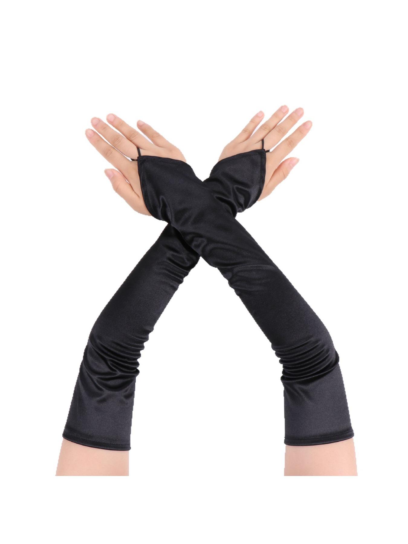 Elasticated Long Satin Gloves for Wedding, Performance, Dance Events, Elegant Accessories, Perfect for Formal Wear