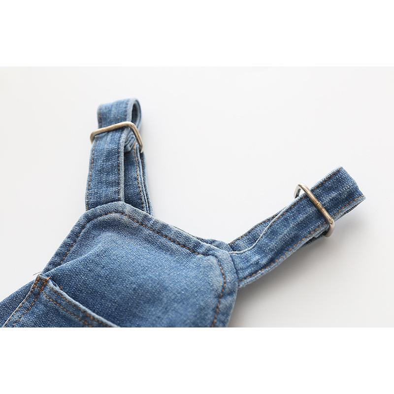 Vintage Denim Dog Jumpsuits - Washed, Stretchy, Skin-Friendly Overalls with Adjustable Straps, Free Movement Design, 1-Piece Suspender Pants for Small-Medium Dogs’ Daily Walking