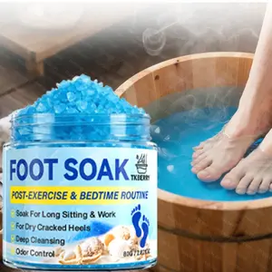 80G Foot Bath Salt-Hypoallergenic Sea Salt for Deep Cleansing, Moisturizing, Cracked Heels-20-Min Relaxing Soak for Dry Feet, Post-Exercise, Bedtime Routine - Cooling Summer Use, Relaxing Foot Care, Foot Care Product, Men & Women