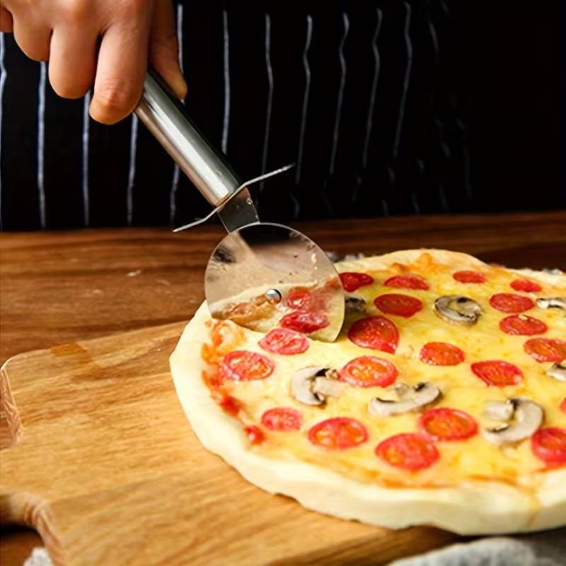 Stainless Steel Pizza Cutter, Sharp Rotating Blade, Ergonomic Non-Stick Handle, Easy Cutting for Pizza, Cheese, Dough, 1pcs