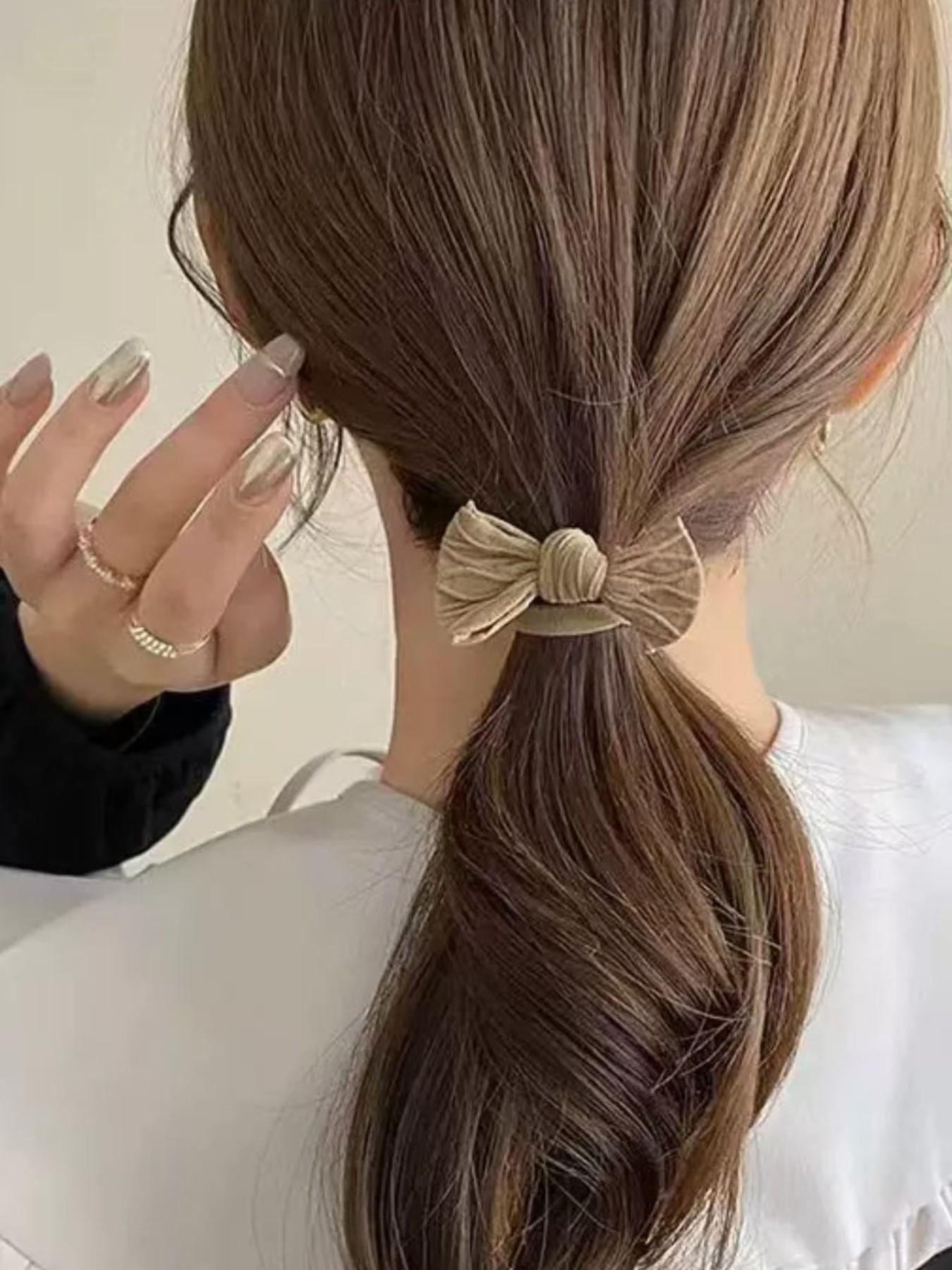 10pcs Mixed Color Bow Hair Ties, Cute Series for Women, Fashionable Daily Ponytail Accessories, Durable and Compact Hair Bands