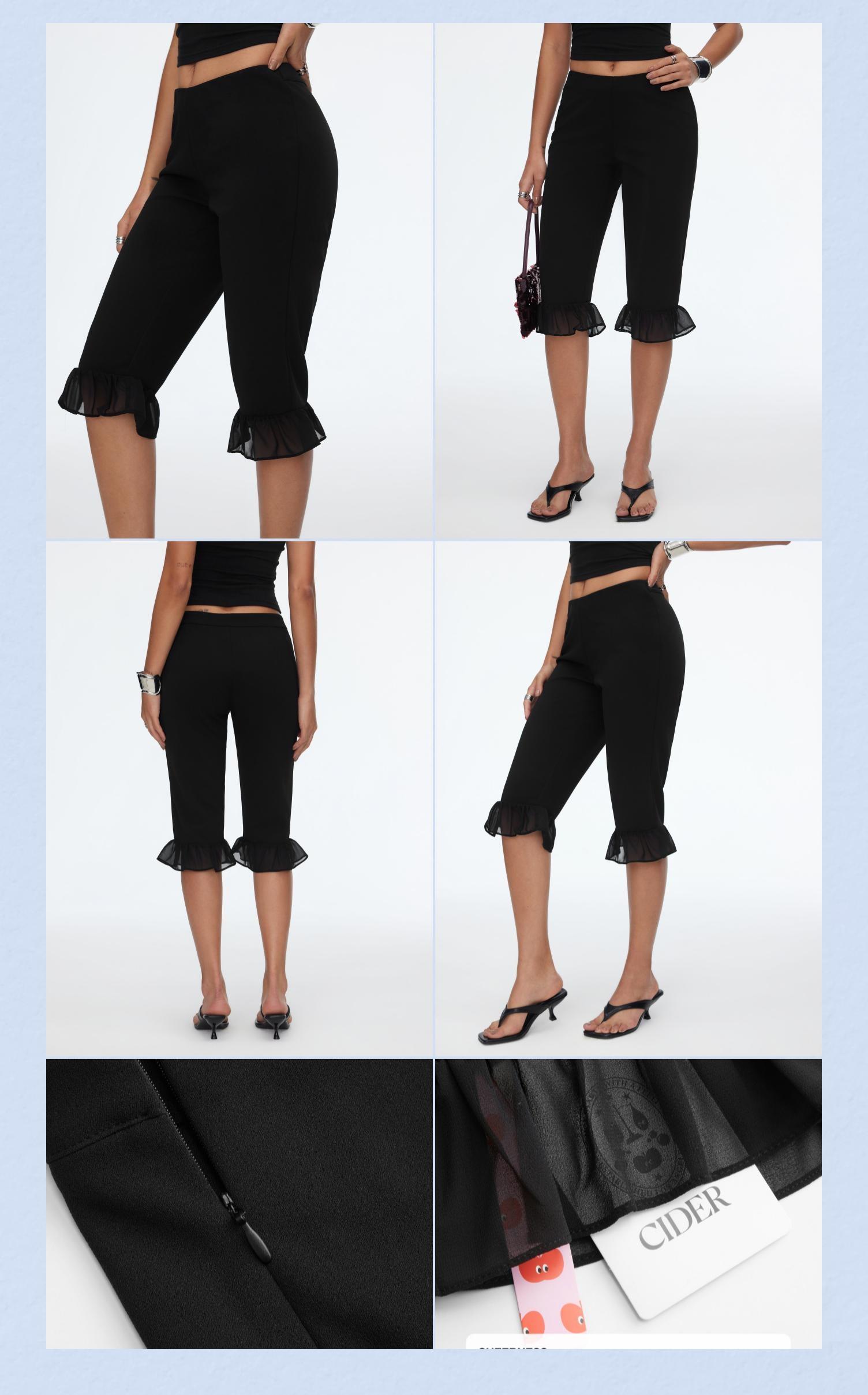 Cider Low Rise Ruffle Hem Capri Pants