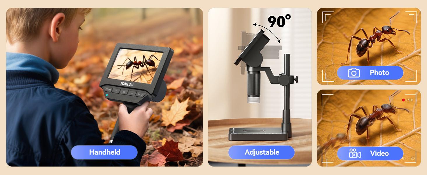 TOMLOV DM4W Microscope with Weighing Scale: 4.3" Digital Coin Microscope with Screen, Error Coin Magnifier with Lights, Weight Scale for Collectors, Jeweler, Students, Compatible with Windows/Mac