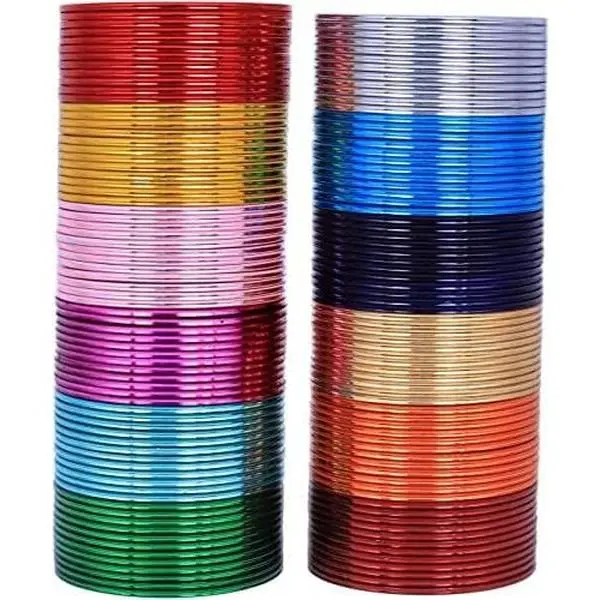 Colorful Bangle Multi-Color Collection Indian Bollywood   Golden Glitters Glossy  Exotic Matte  Textured Fashion Designer Metal  Bangle Bracelets Set of 12*12=144  for Women