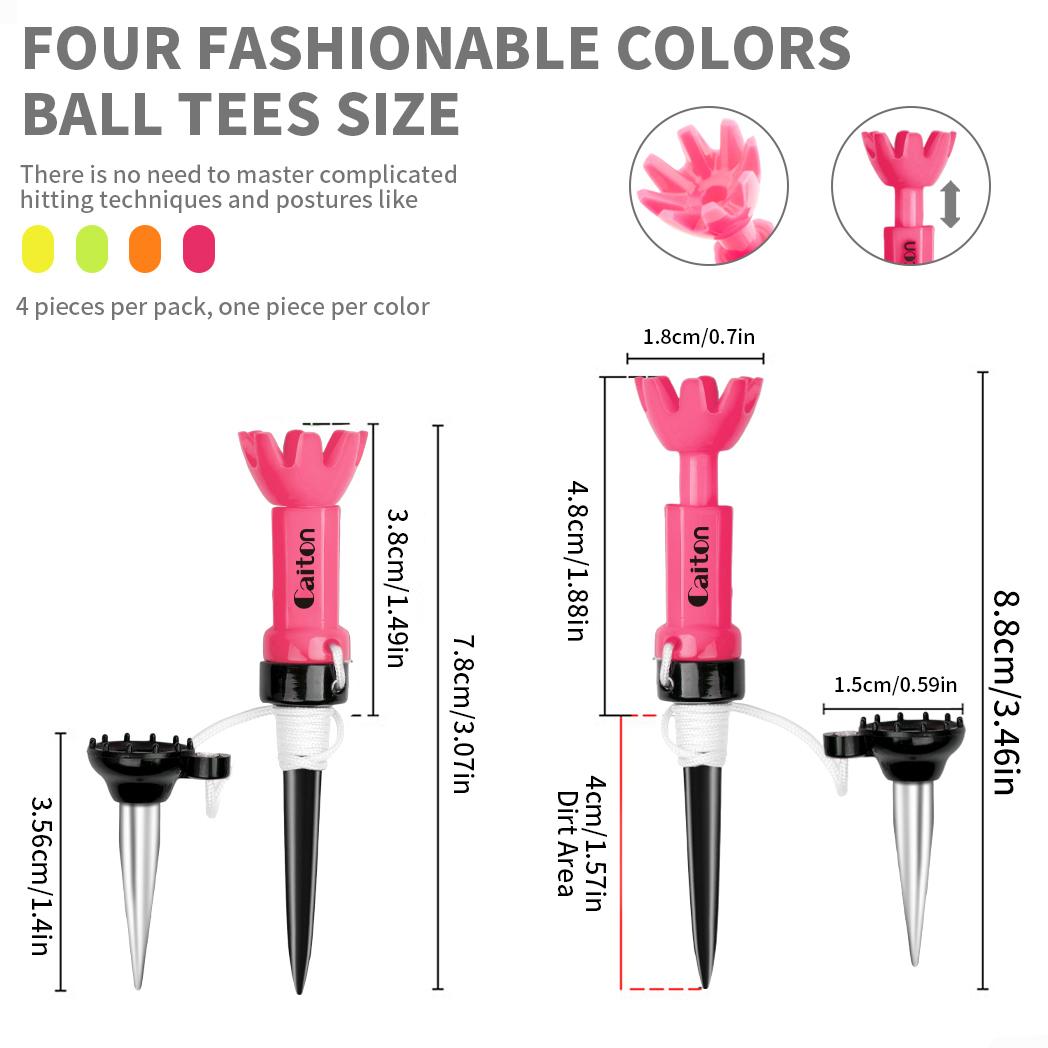 4 Color Height-adjustable Golf Tee, 360° Rotating Golf Tee, Stable & Durable Golf Tee, Golf Accessories for Outdoor Sports
