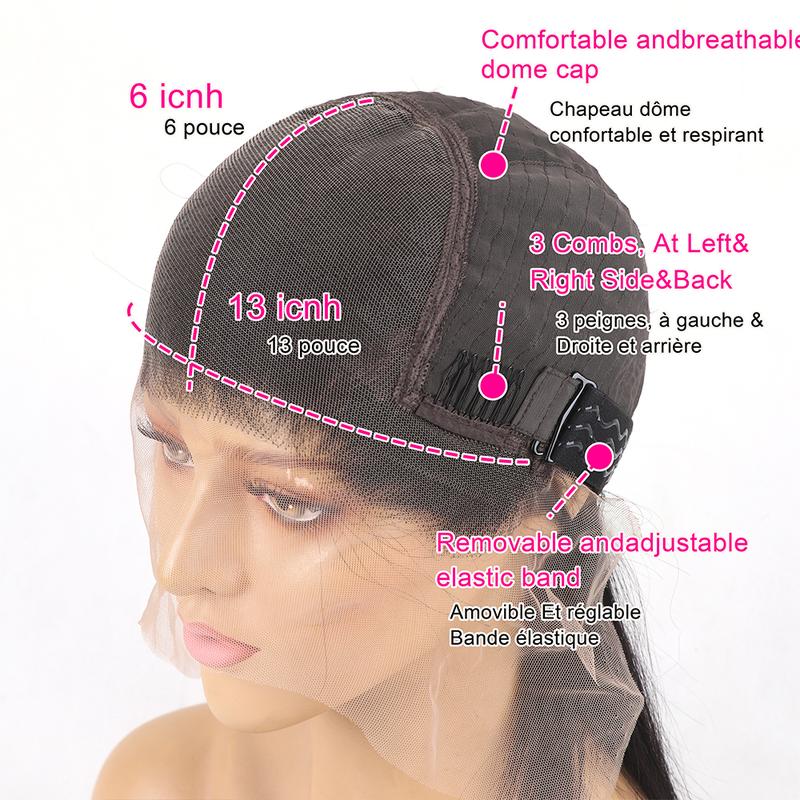 13x6 Lace Front Wigs Human Hair Body Wave Brazilian Hair Wigs For Women Natural Hair Line Pre Plucked Bleached Knots 13x6 HD Transparent Lace Frontal Wig 180% Density