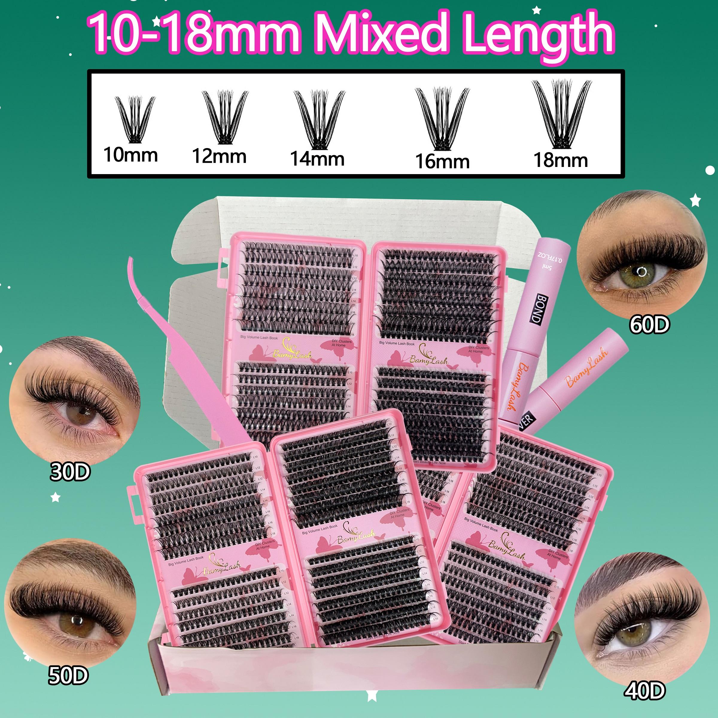 1920-Piece Lash Clusters Kit, 10–18 mm D Curl, 30D/40D/50D/60D, 4 Styles Natural Volume Individual Eyelashes Set with Lash Bond & Seal, Remover & Tweezers, Easy DIY at Home, Ideal for Daily Makeup & Beginners