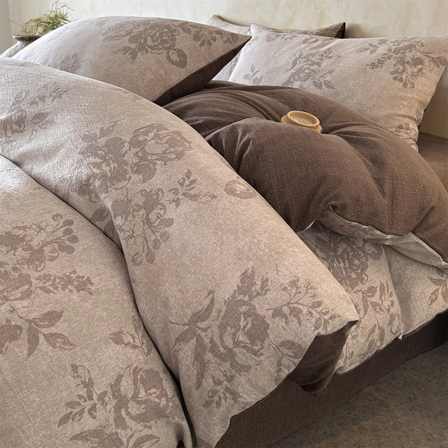 4pcs Vintage Linen Bedding Set, Dual Layer Mesh Bed Sheet and Duvet Cover, All-Season Universal Bedding, Comfy Bedding Sets, Comfortable and Stylish