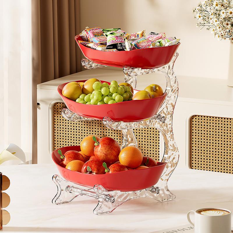 Three-Tier Fruit Basket with Stand, Detachable Snack/nut/cake/dessert/vegetable Storage Box, Perfect Kitchen Counter Organizer