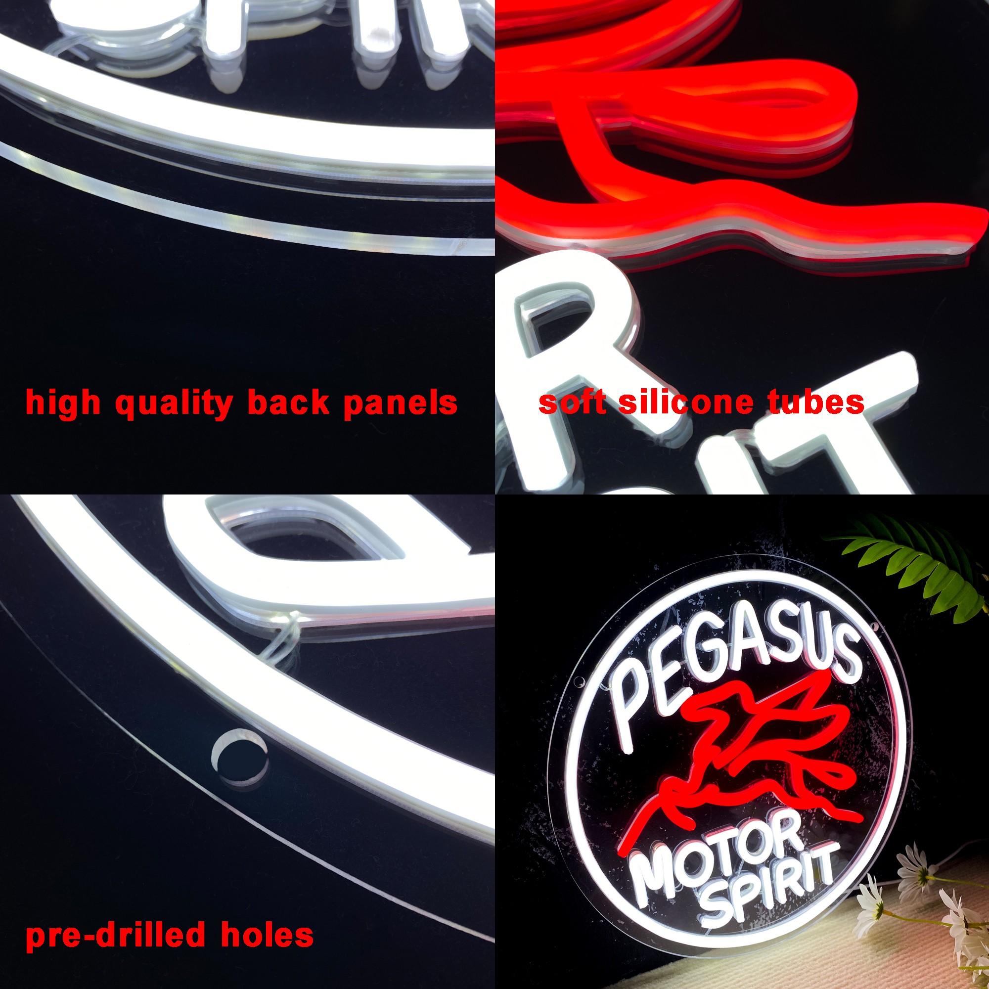Pegasus Motor Spirit Neon Sign, USB Powered Personalized LED Sign, Neon Sign for Garage, Auto Repair Shop, Birthday Gift for Men