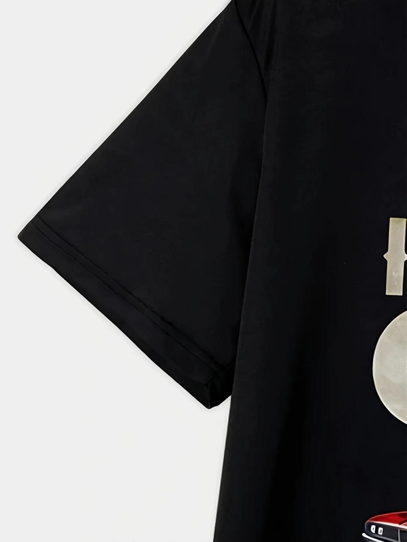 3D Letter Round Neck T-Shirt, Essential for Fashion Lovers, Cool Street Style, Slim-Fitting, Casual, Short Length, China Made