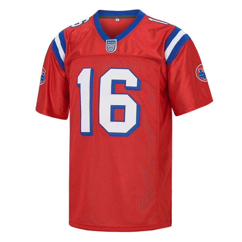 Men's American Football Jerseys #16 Movie Sports Jersey Shane Falco The Replacements Shirt Embroidery For Party Gameworn Jersey Coach Prime Red White S-3XL Polyester V-neck Mesh Ventilation Sports Top Competition Day Training Clothing