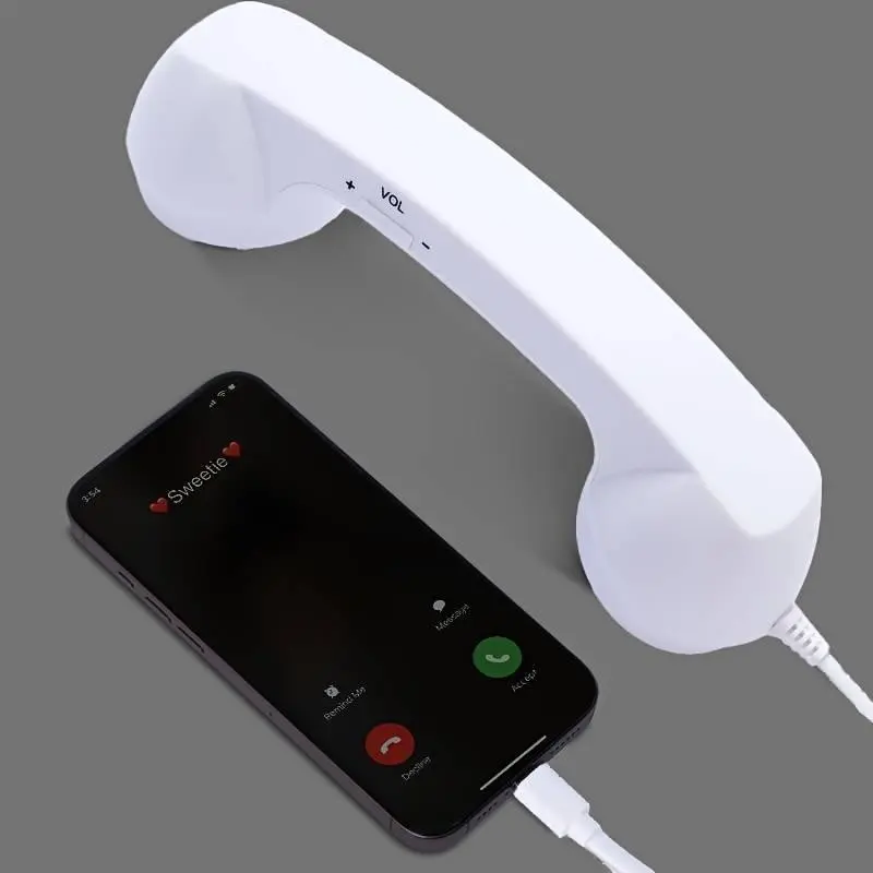 Type-C Direct Insert Portable Phone Earpiece Microphone, Retro Telephone Style Base Station Handle, External C Port Microphone, Vintage Design