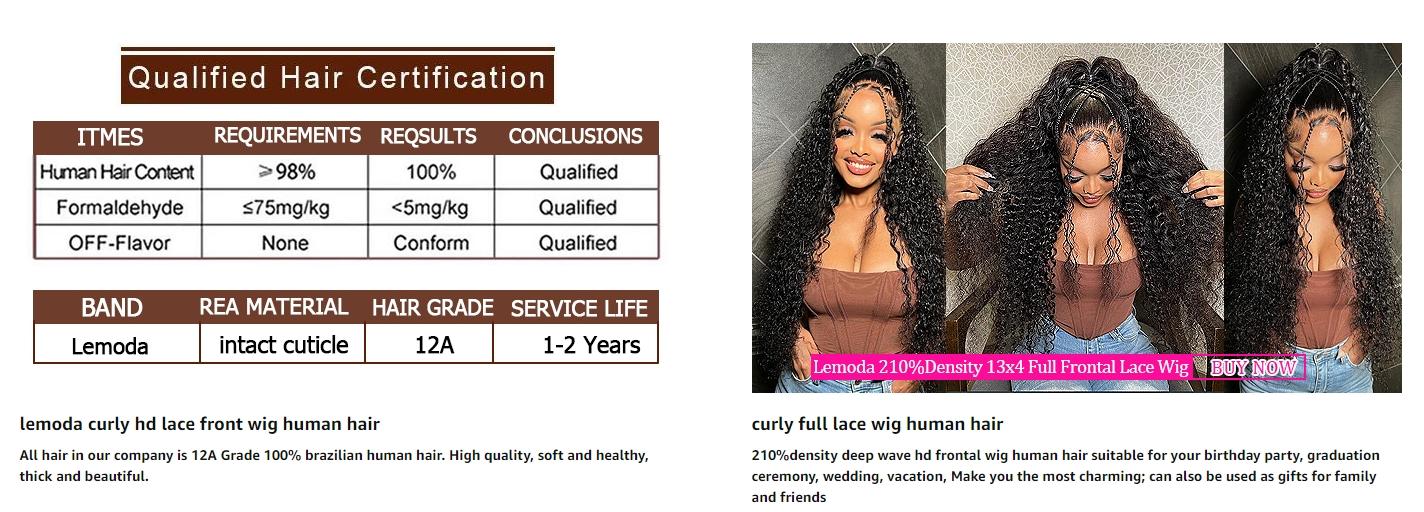 Lemoda 220% Density Curly Lace Front Wig Human 13x6 Deep Wave Frontal Wig Human Hair HD Transparent Wigs 13x4 210% density 12A Curly Wig Human Hair