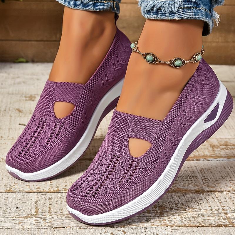Rain Core Women's Cut-out Sneakers Casual Breathable Slip On Walking Shoes Lightweight Outdoor Flat Shoes for Girl