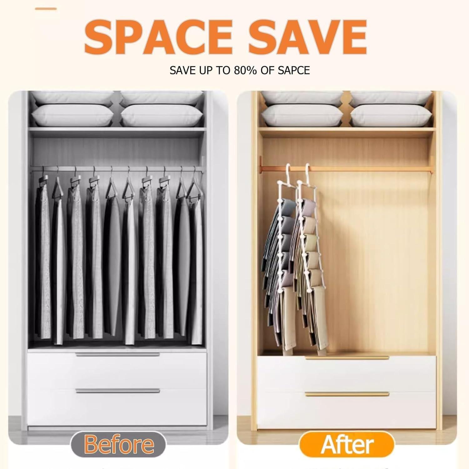 Multi-Layer Foldable Pants Rack, Home Closet Organizer, No Trace Laundry Drying Rack, Versatile Storage Solution for Dorms