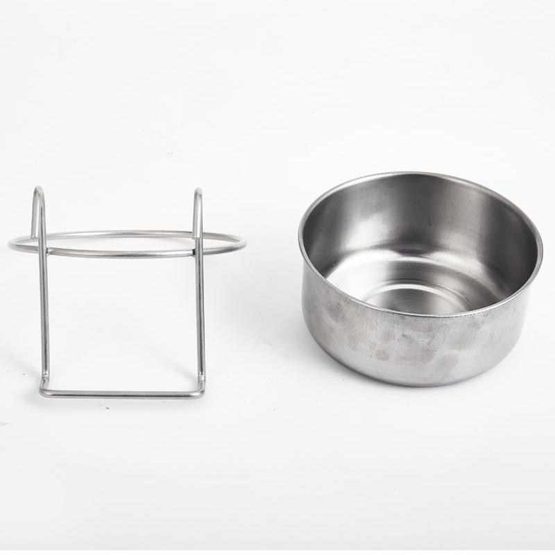 A non-spillable stainless steel hanging dog bowl with gripper, Hanging Feeder, hanging dog cage feeding basin to protect the neck