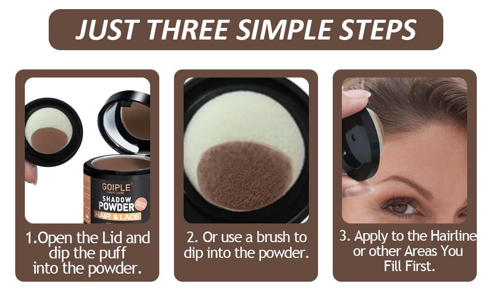 Hairline Powder Kit - 4 Count Root Cover Up Hair Color Powder for Women with Brush for Perfect Hairline Touch Up Makeup Cosmetic Daily Haircare