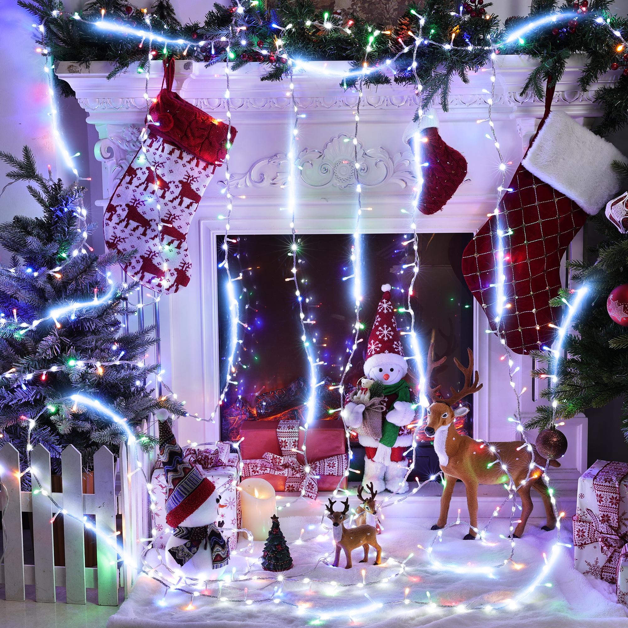 30FT Outdoor Water Flowing Lights - 240 LEDs Christmas Multicolor String Lights with 8 Basic Modes + 6 Flowing Modes,Outdoor Waterproof Timmer Memory Function Patio Lights