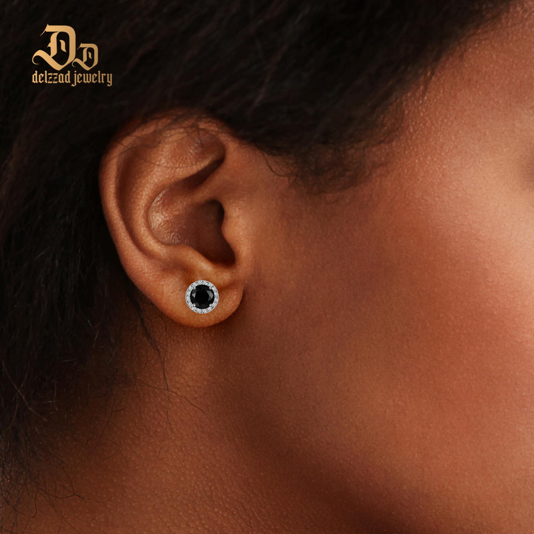 Delzzad Halo Stud Earrings VVS Black Synthetic Moissanite Stud Earrings S925 Studs Birthday Anniversary Mother's Day Christmas Gifts for Men Women Delzzad Halo Stud Earrings VVS Black Synthetic Moissanite Stud Earrings S925 Studs Birthday Anniversary Mother's Day Christmas Gifts for Men Women