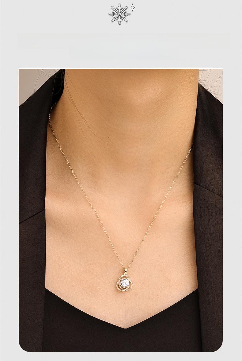 Shining Pearl Pure Copper Japanese and Korean Style Zircon Camellia New Necklace Accessory Women's Fashion Collarbone Chain Zircon Jewelry