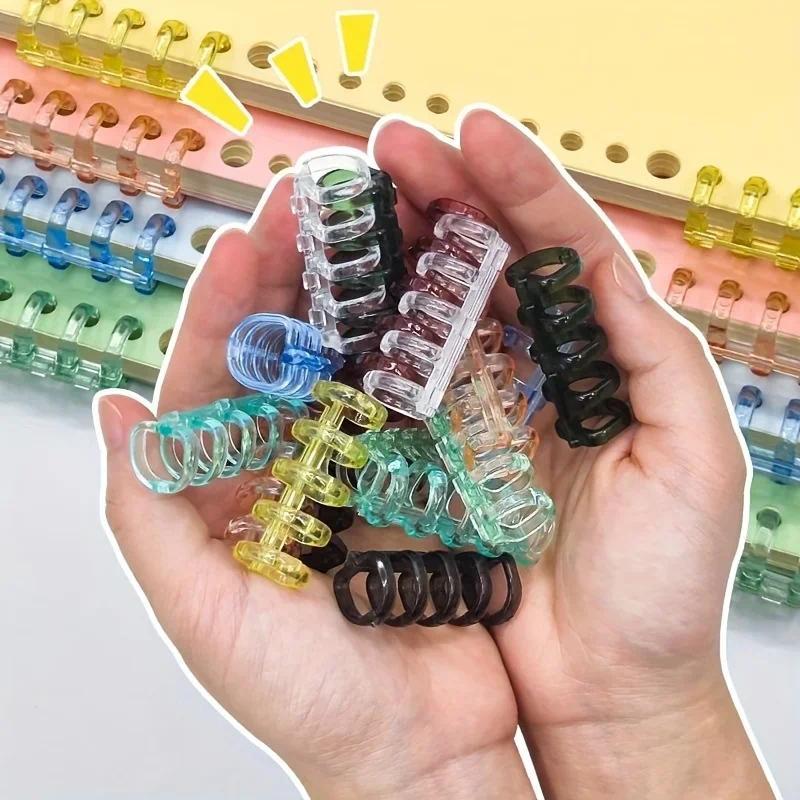 10pcs Five Hole Binder Binding Buckle Adhesive Clip Detachable Binder Ring Plastic Buckle Ring DIY Plastic Clip Office Supplies