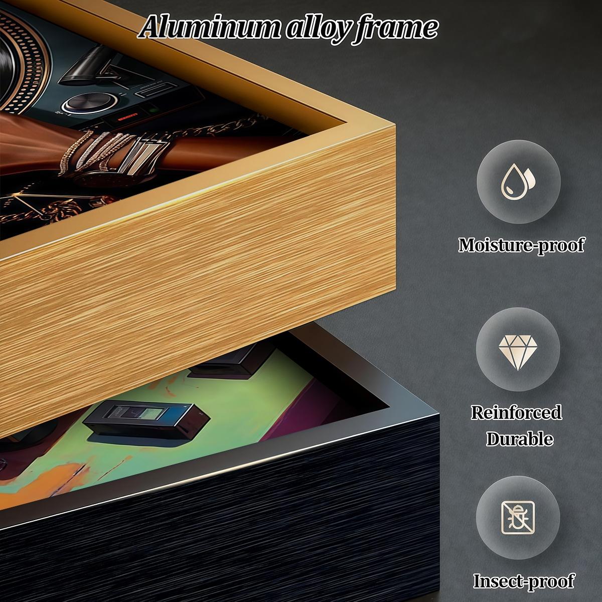 3 Counts Aluminum Alloy Framed Painting, Stylish DJ Vinyl Record Player Art Picture, Home Decoration For Living Room, Bedroom, Office, Restaurant, Hallway Wall Decor, Odorless Print Artwork, Luxury Perfect Gift For Friends And Family