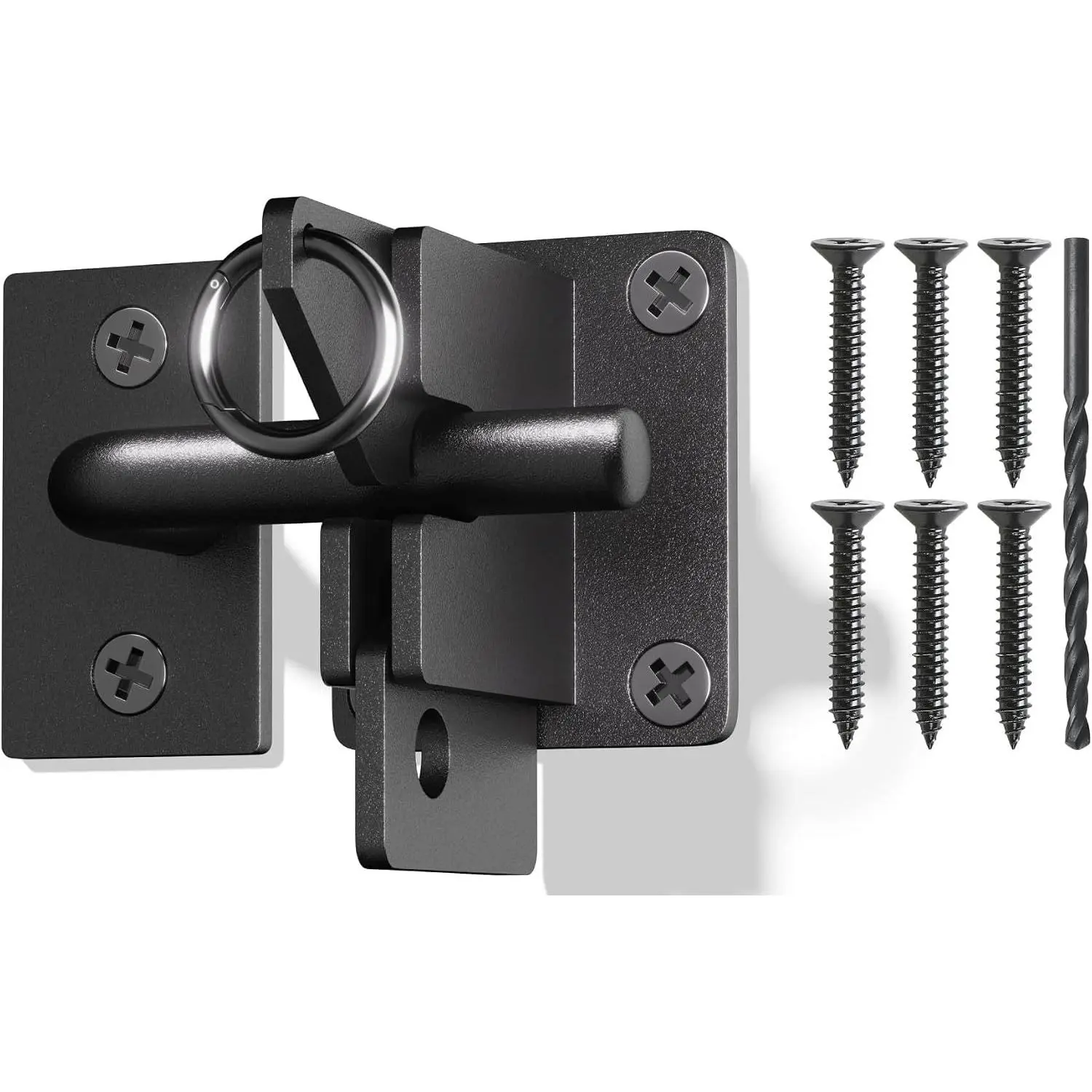304 stainless steel gate latch, self-locking gravity latch, heavy-duty privacy latch suitable for wooden, metal, and vinyl fences (black)