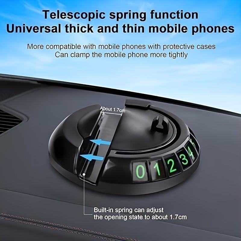 New Multi-Functional Car Non-Slip Mat, Temporary Parking Number Included, Universal Rotatable Car Phone Holder, Anti-Slip Dashboard Pad, Car Accessories Interior