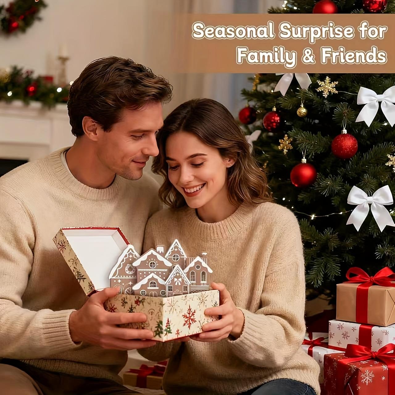 Christmas Gingerbread House Table Decor Set, Wooden Gingerbread House Kit with 6 Mini Houses and 2 Bases, DIY Farmhouse Holiday Display, Rustic Desktop Ornament