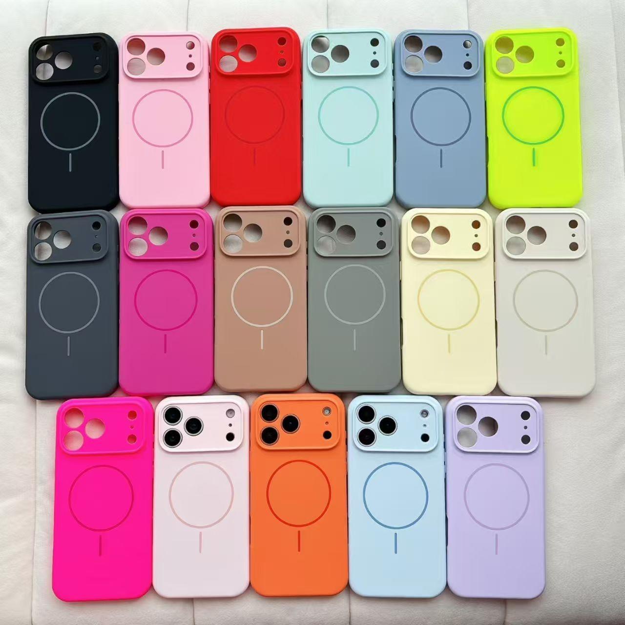 Luxury Magnetic Soft Silicone Phone Case for iPhone 16/15/14/13/12 Pro Max Plus, Wireless Charging Compatible, Drop Protection