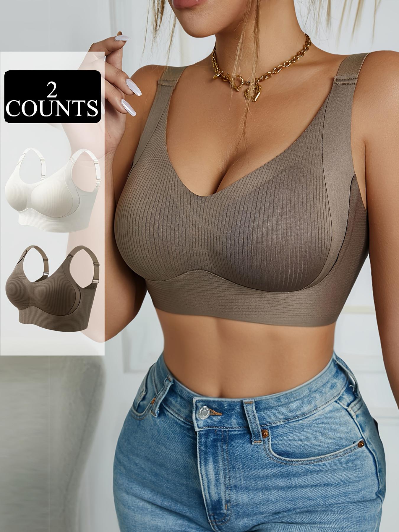 Women's Wireless Bra Set, Seamless Medium Support, Adjustable Straps, Comfortable Breathable Fabric, Casual Style, All Seasons Wear
