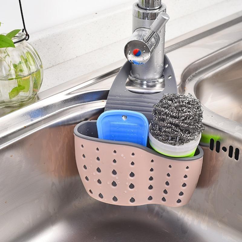 Adjustable Kitchen Sink Storage Rack Set, Soap Sponge Cloth Holder, Hanging Drainer Organizer, Space-Saving, Multi-Use, Durable Material