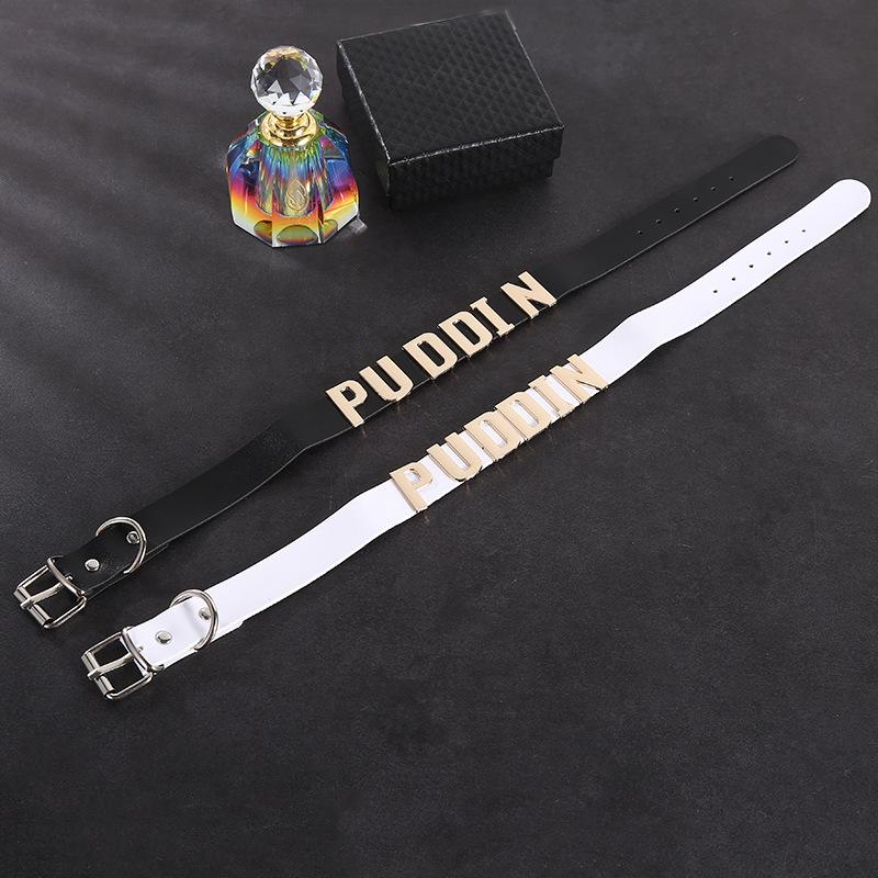Women's Harley-Style Leather Short Neckband Choker Necklace with Letter Print - Punk Look Cosplay Accessory for Daily Party Outfits, Adult Use, Choker Fit