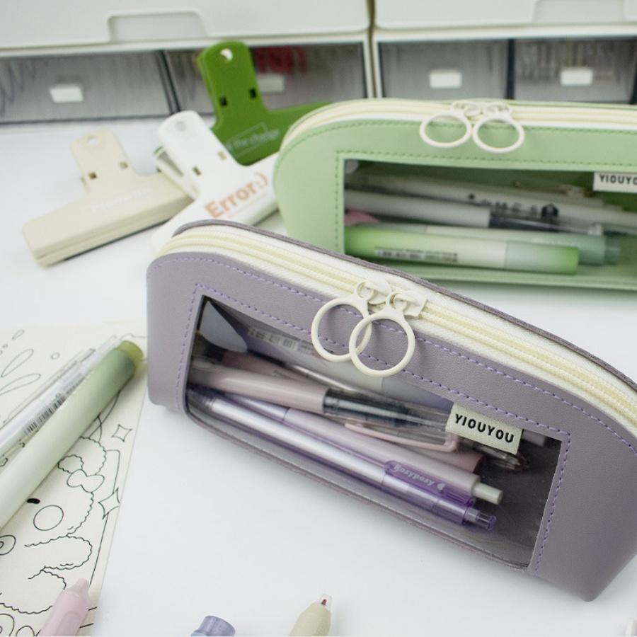 New Shell Transparent Pen Bag, Unisex Japanese Style, Large Capacity, High Aesthetic, Simple Design, Slight Color Difference