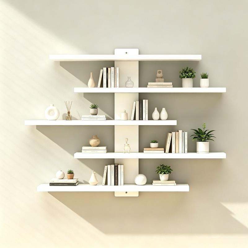No Drill Wall Mounted Floating Shelves, Solves Wall Space Waste & Display Issues, Ideal for Bedroom, Living Room & Study, Eco-friendly Board with No-drill Installation, Multi-tier Wall Display Organizer