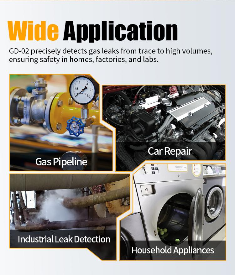 FNIRSI GD-02 Portable Gas Leak Detector 50000PPM Color Screen Display Methane LPG Detection with 36cm Probe 3 Alarms for Home Security System