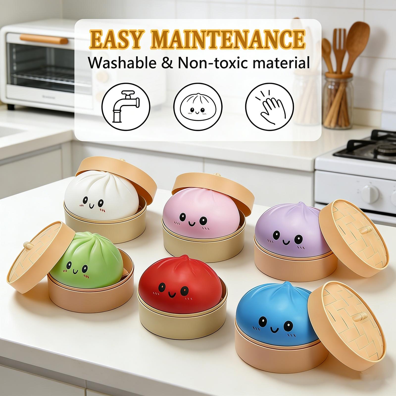 Big Dumpling Squishy - Blind Box, Mysecret Bun Fidget Toy, Soft TPR Material, Soft Squishy Silicone, Stress Relief, Unboxing Surprise, Random Style per Pack, Valentine's Day and Easter gifts, children to exchange gifts