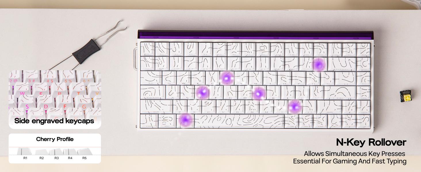 (NEW)Aula Hero68/84 HE Wired Magnetic Gaming Keyboard, Rapid Hall Effect Keyboard with 0.01mm Adjustable Actuation, 8kHz Polling, 5-Layer Sound Dampening, RGB Lightbox & Backlit (White)