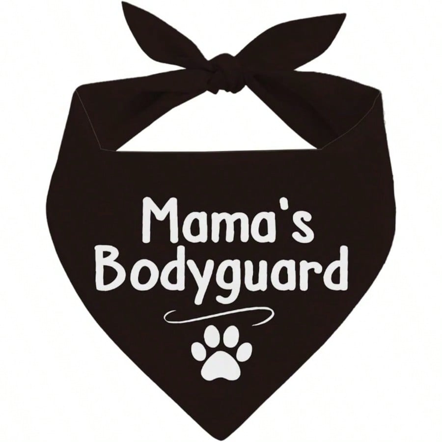 1pc 24.8"X11" Mother's Guardian Dog Bandana, Medium Dog Triangular Scarf, Black Pet Neckerchief, Perfect Gift For Dog Lovers