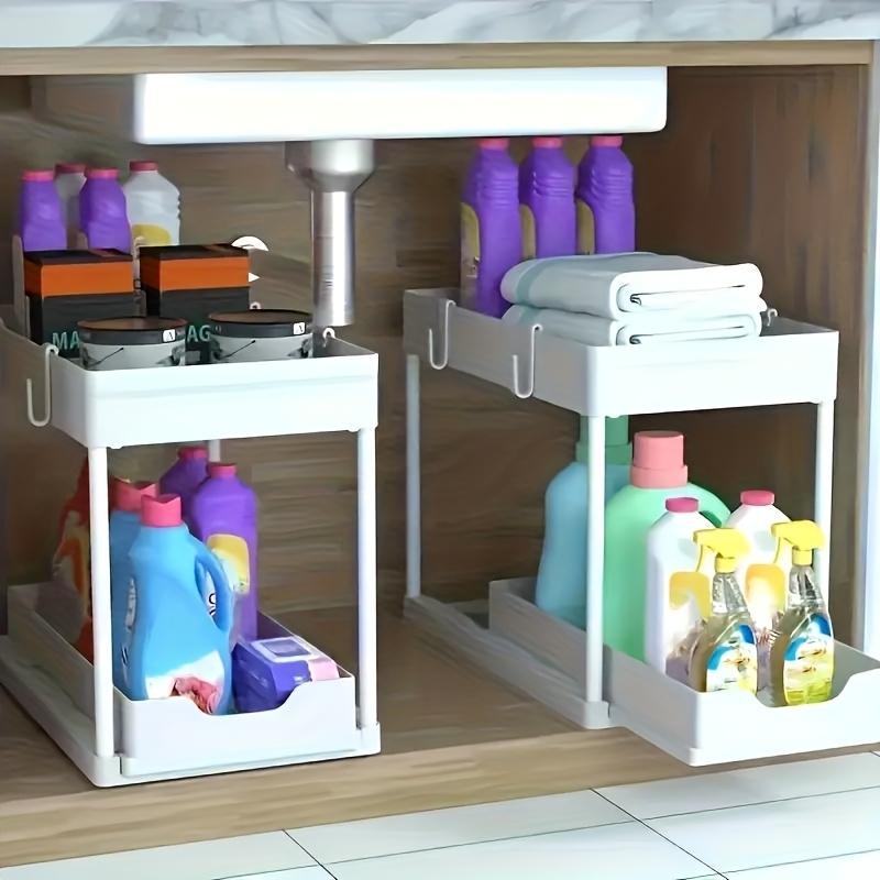 2-Tier Pull-Out Under Sink Organizer, Sliding Storage Shelf for Kitchen & Bathroom Cabinets