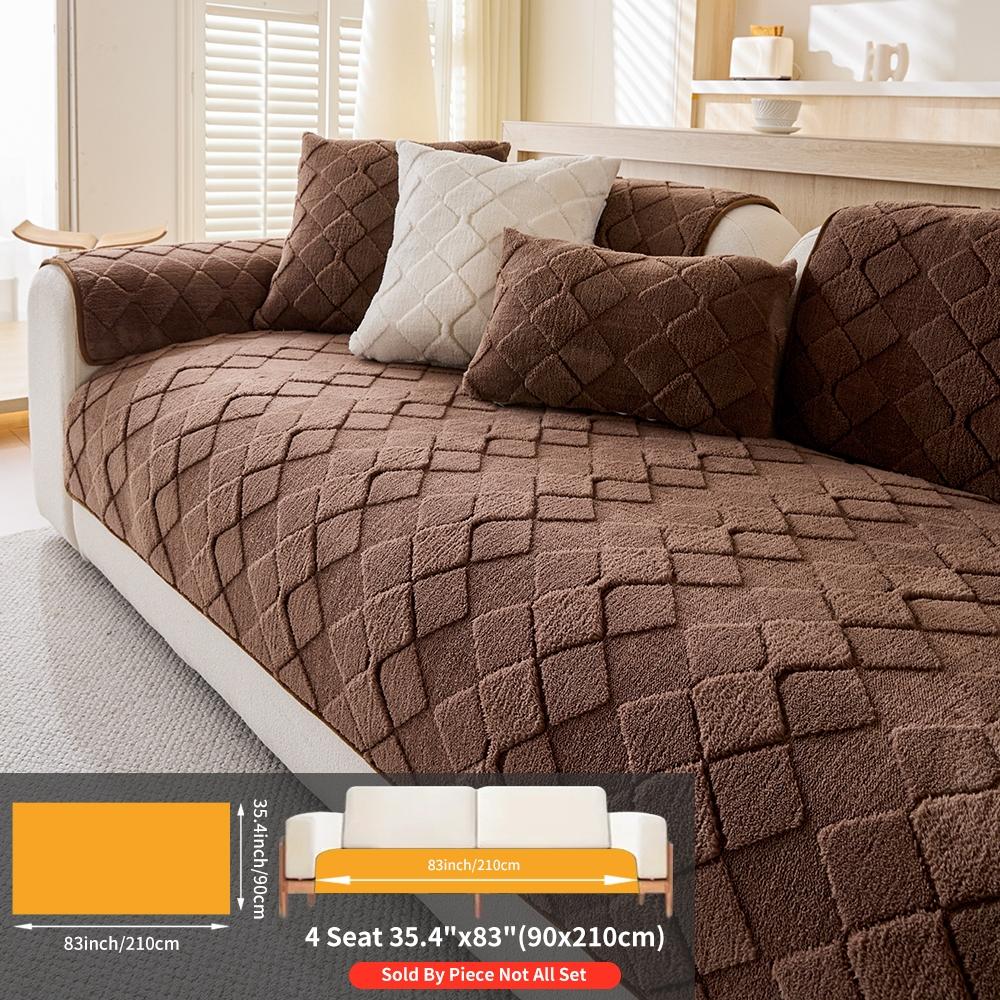 Modern Plush Diamond-Pattern Quilted Sofa Cover, Dustproof, Soft & Pet-Friendly Polyester Protector for Single-Seat to L-Shaped Couches