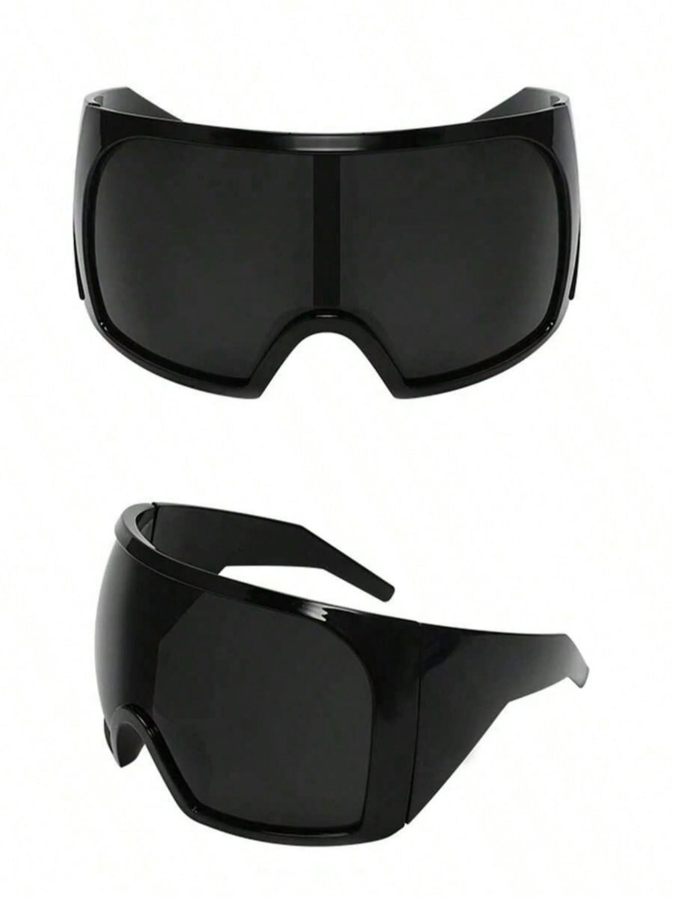 Oversized Futuristic Cyberpunk Aesthetic Style Glasses, Women's Stylish Wraparound Frame, Cool European & American College Vibe, Essential for Back to School, Wraparound Sunglasses, Oversized Trendy Sunglasses