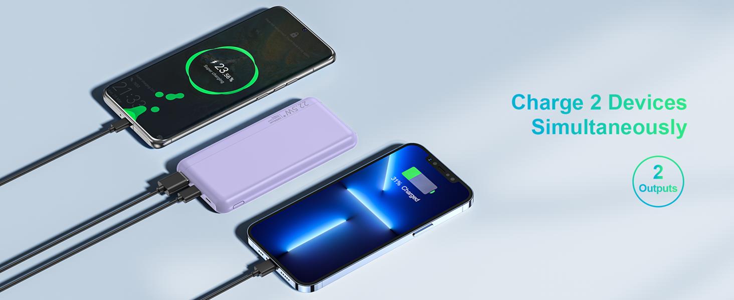 15000mAh USB C Output Portable Charger Power Bank Fast Charging Dual USB External Battery Pack for iPhone Samsung Galaxy LG & Heated Vest Chargeable Purple