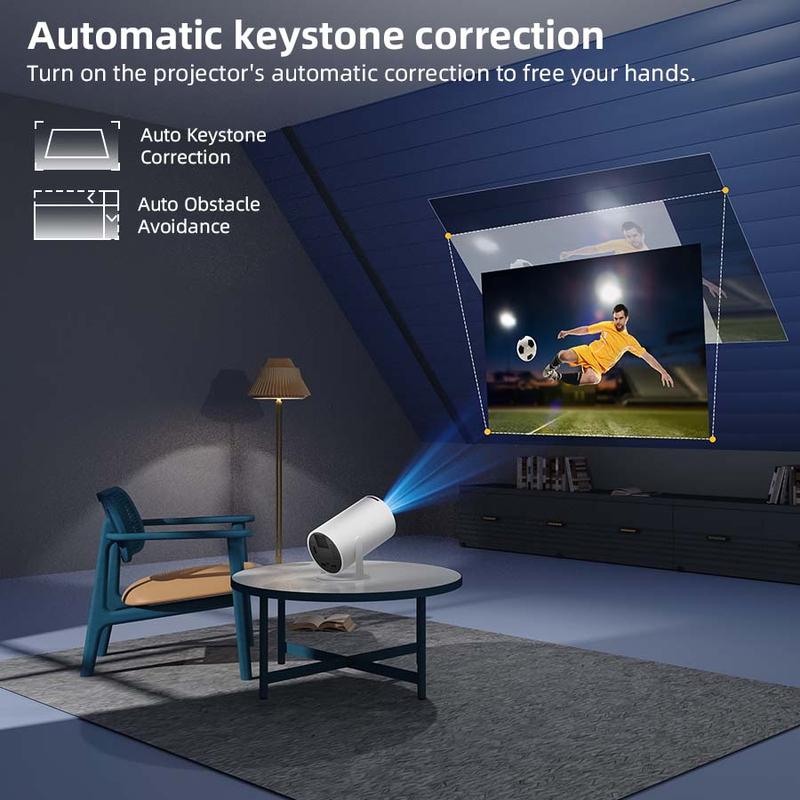 Mini Projector with WIFI 6 and Bluetooth, 4K 1080P Support Portable Projector 180° Rotatable 130'' Screen Movie Projector Auto Keystone Compatible for Laptop, PC, Smartphone (White) projector for bedroom movie night