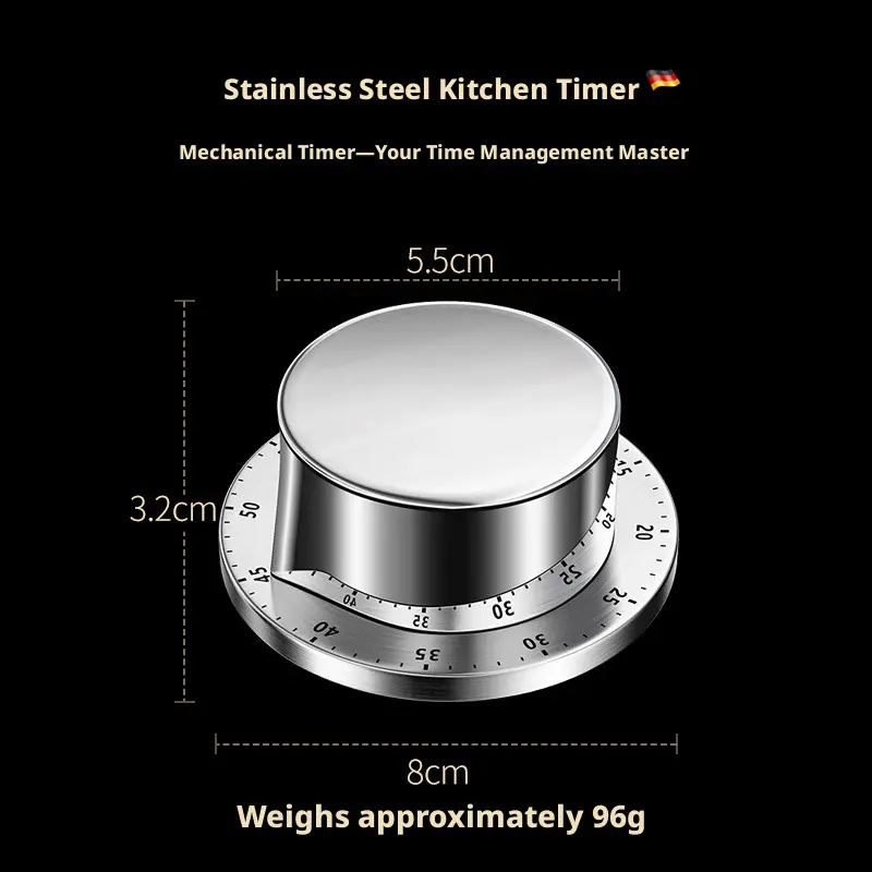 multi purpose kitchen mechanical timer with scale magnetic countdown time manager rotating stainless steel design for cooking baking classroom timing Kitchen Timers